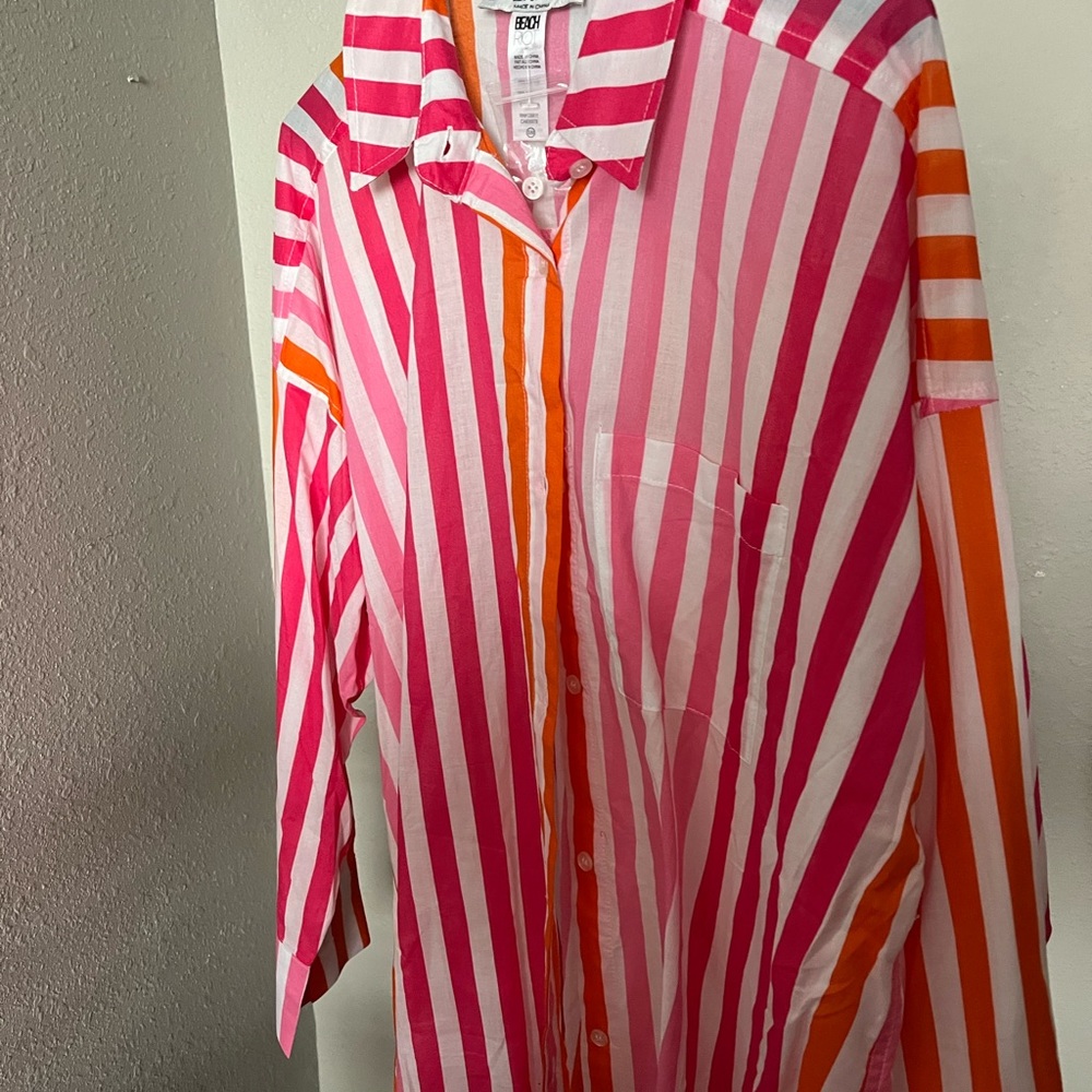 Striped Pink and Orange Cover-Up